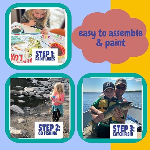 Miniatura 3 de Muskie Edition Kit de fabricación de señuelos, pinta tus propios señuelos de pesca, manualidades de pintura para niños con 1 señuelo, colores de