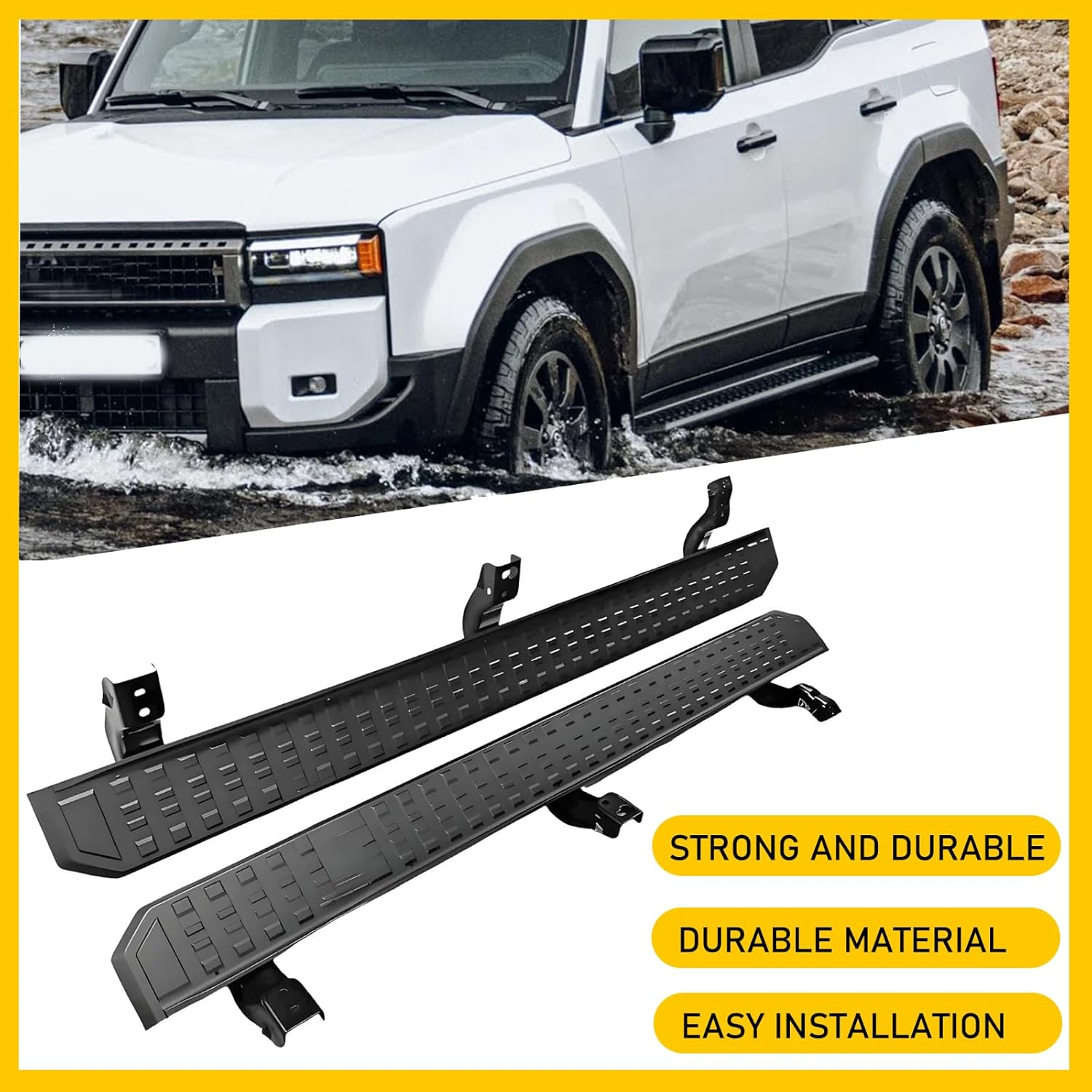 2PCS Side Steps Running Boards Nerf Bars Fits for Toyota Land Cruiser LC250 Prado J250 2024 2025 2026 Aluminum Side Step Nerf Bars
