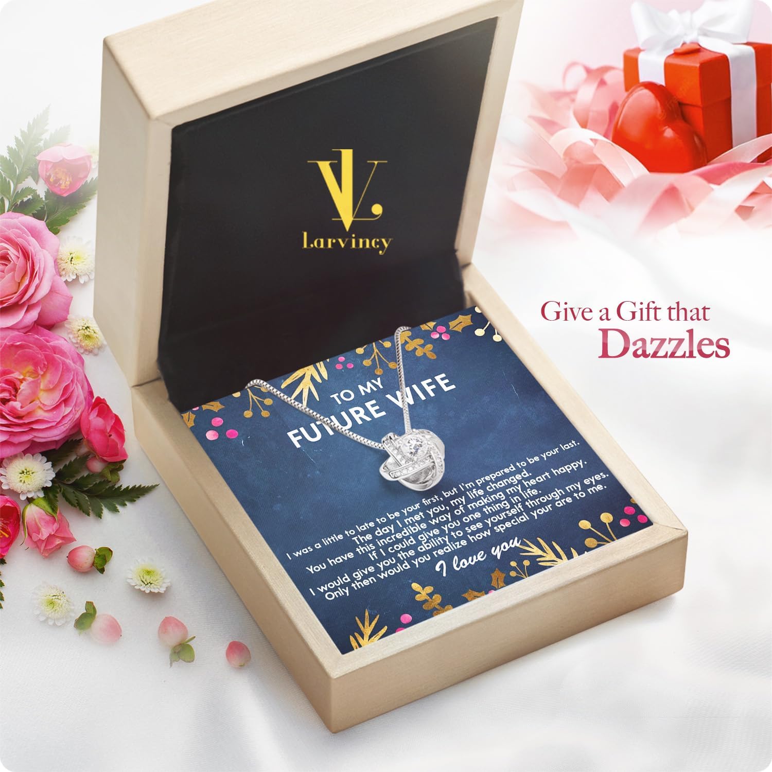 Larvincy To My Future Wife Necklace With Heartfelt Message & Elegant Box - Valentines Gifts For Her, Sentimental Jewelry Gift For Bride-to-be, Fiance, Soulmate On Birthday, Anniversary, Christmas - Image 2