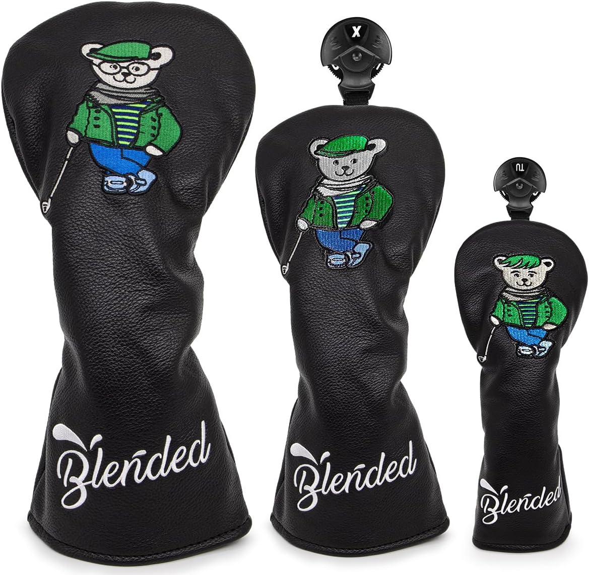 ゴルフクラブヘッドカバー ウッドカバー Bearゴルフ先生ドライバー フェアウェイウッド ユーティリティ ハイブリッド用ヘッドカバー