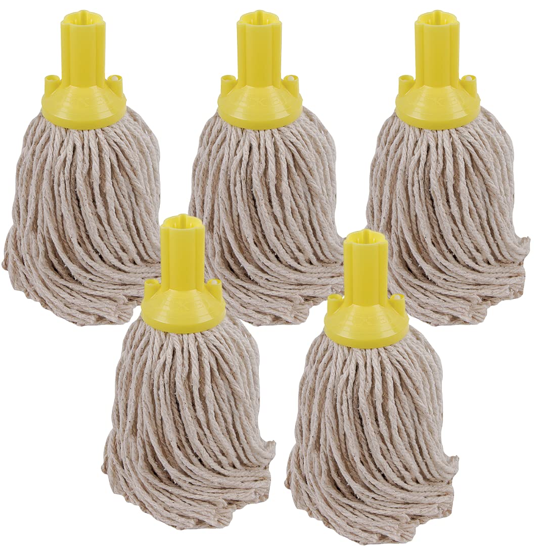 Avern Cleaning Supplies Multicolor String Mop Heads Cotton Py Yarn Replacement Socket Mop Head - Colour Coded - (Pack Of 5) (Yellow)