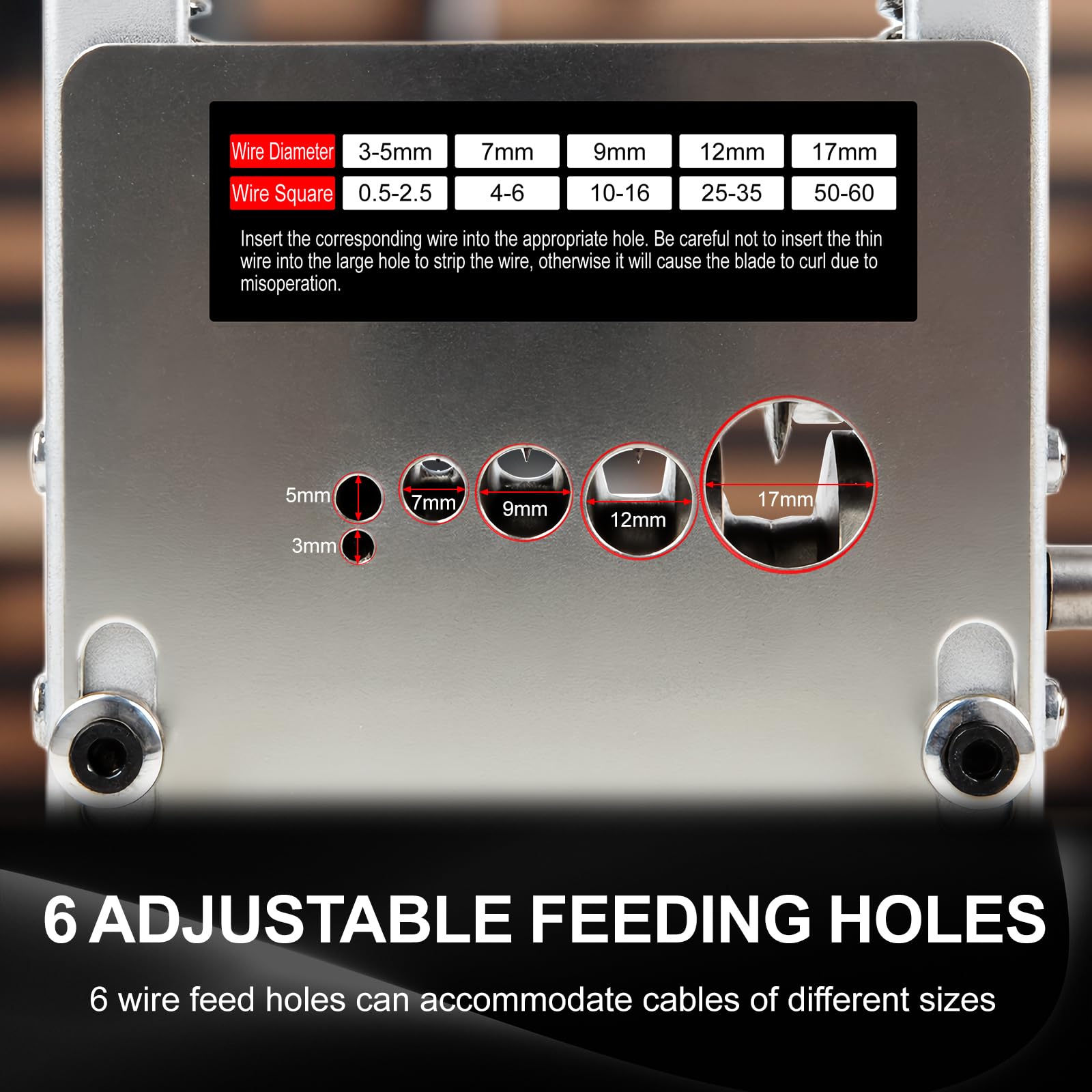 Wire Stripper Machine, Orifesio Manual Cable Stripper Machine with 6 Channel & 5 Blades - Image 3