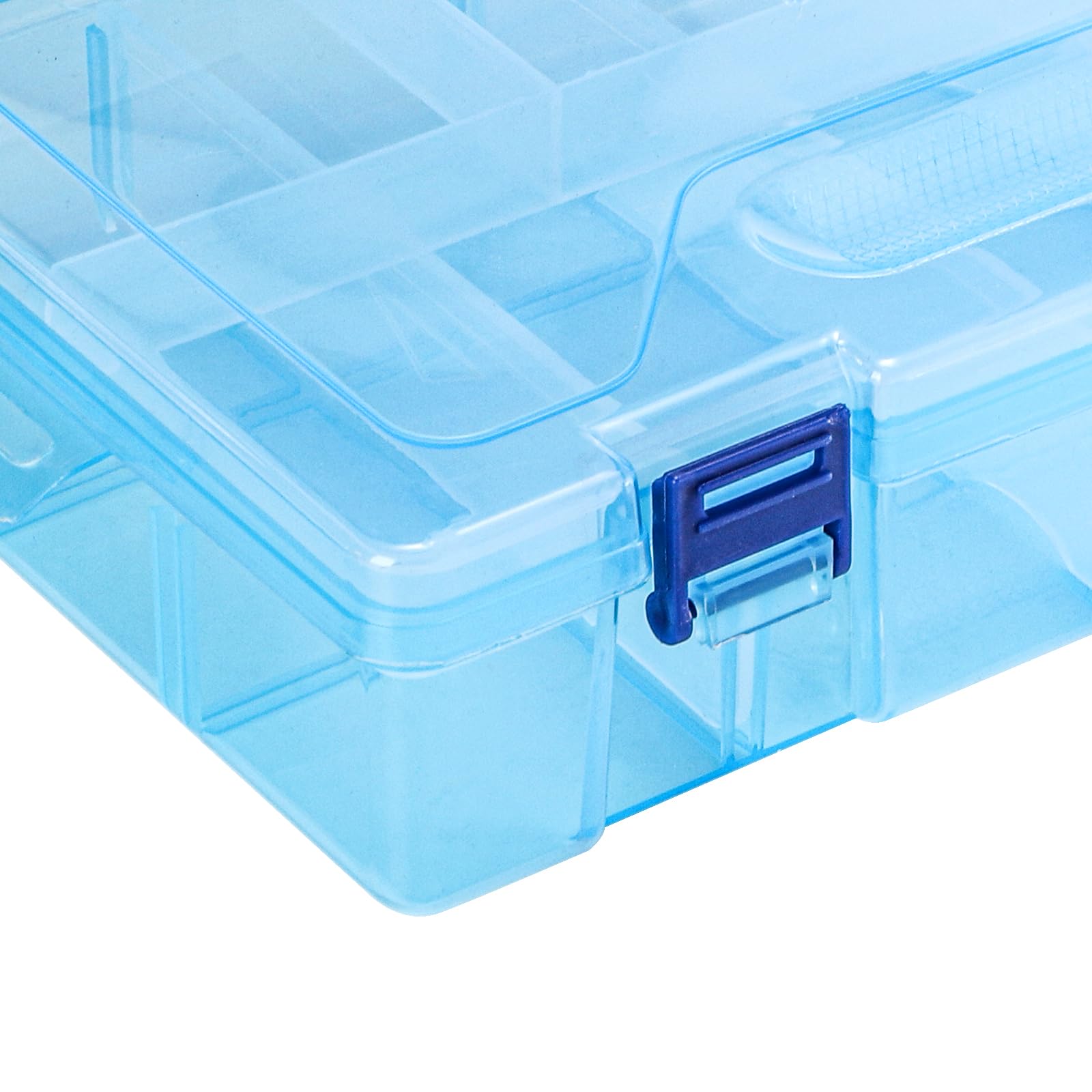 Covzoe Paquete de 6 cajas organizadoras de plástico con separadores ajustables, organizador de cuentas de doble capa, 15 rejillas grandes, caja de almacenamiento transparente para aparejos de