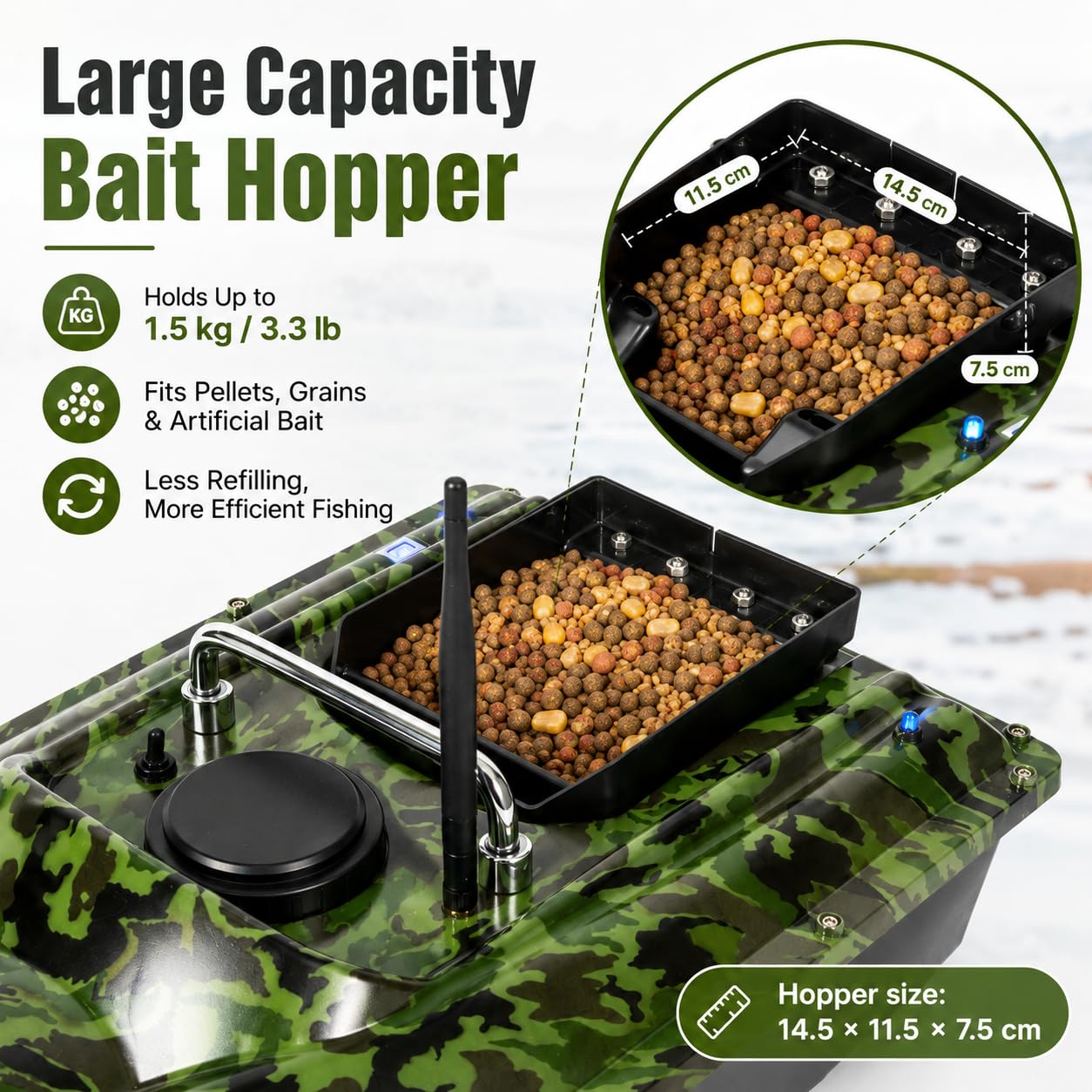 Barca esca telecomando alimentazione barca 5000 mA RC Wireless 2 motori pesca esca alimentatore barca esca barca esca intelligente wireless One Hand Control