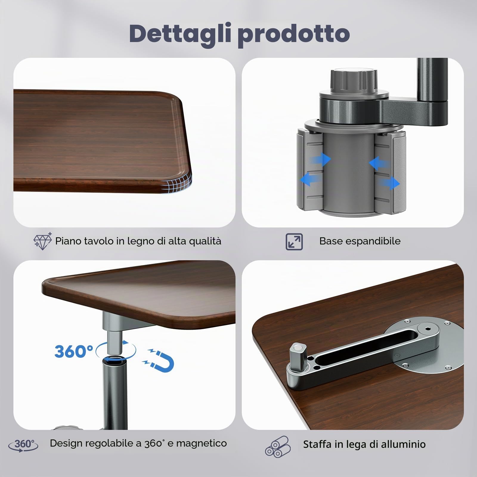 Supporto da auto per laptop,tavolino portabicchieri in legno con rotazione a 360°Tavolino da auto e vassoio portaoggetti compatibile con Tesla Model,Ford e la maggior parte dei veicoli