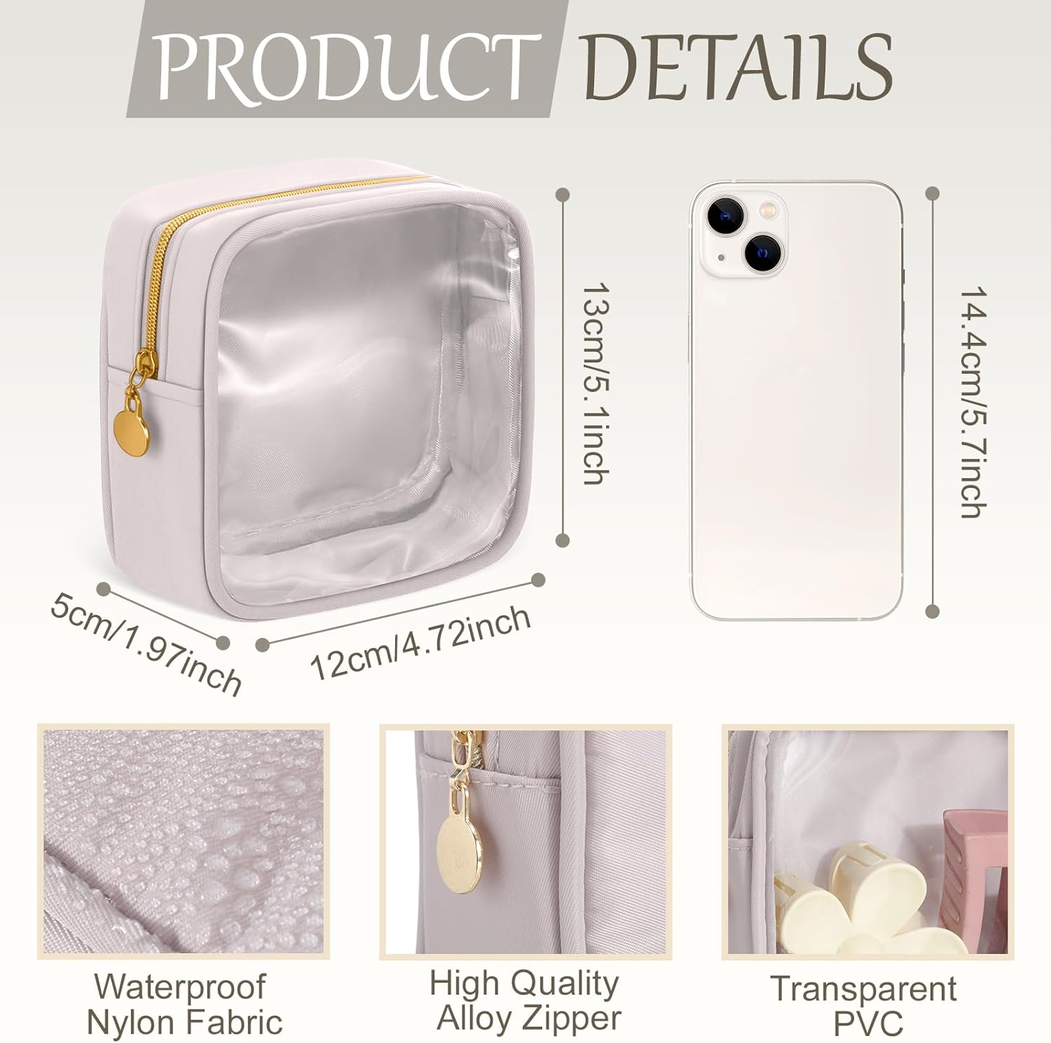 Kacctyen 12 Pcs Mini Makeup Bag Nylon Small Pouch for Purse Mini Square Nylon Pouch with Zipper Small Cosmetic Travel Makeup Bag Purse Organizer for Women(Morandi Color,Translucent) - Image 2