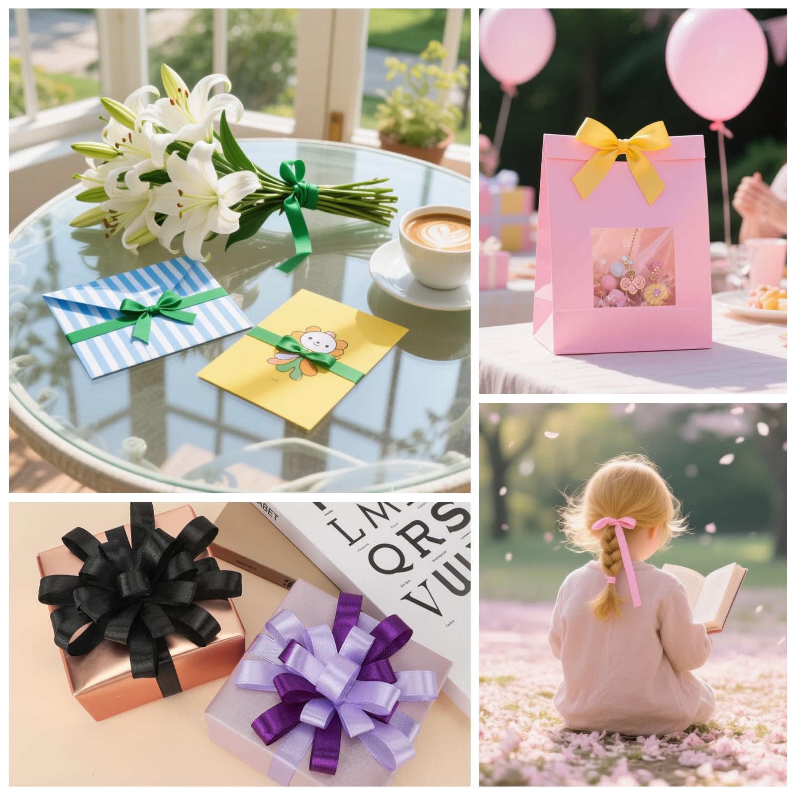 NESCCI 800 Yards Ribbon,3/8 Inch Satin Ribbon,Single Face Satin Ribbons, Perfect for Gift Wrapping,Wedding Decoration,Handmade Bows,Wrapping Bouquet and More