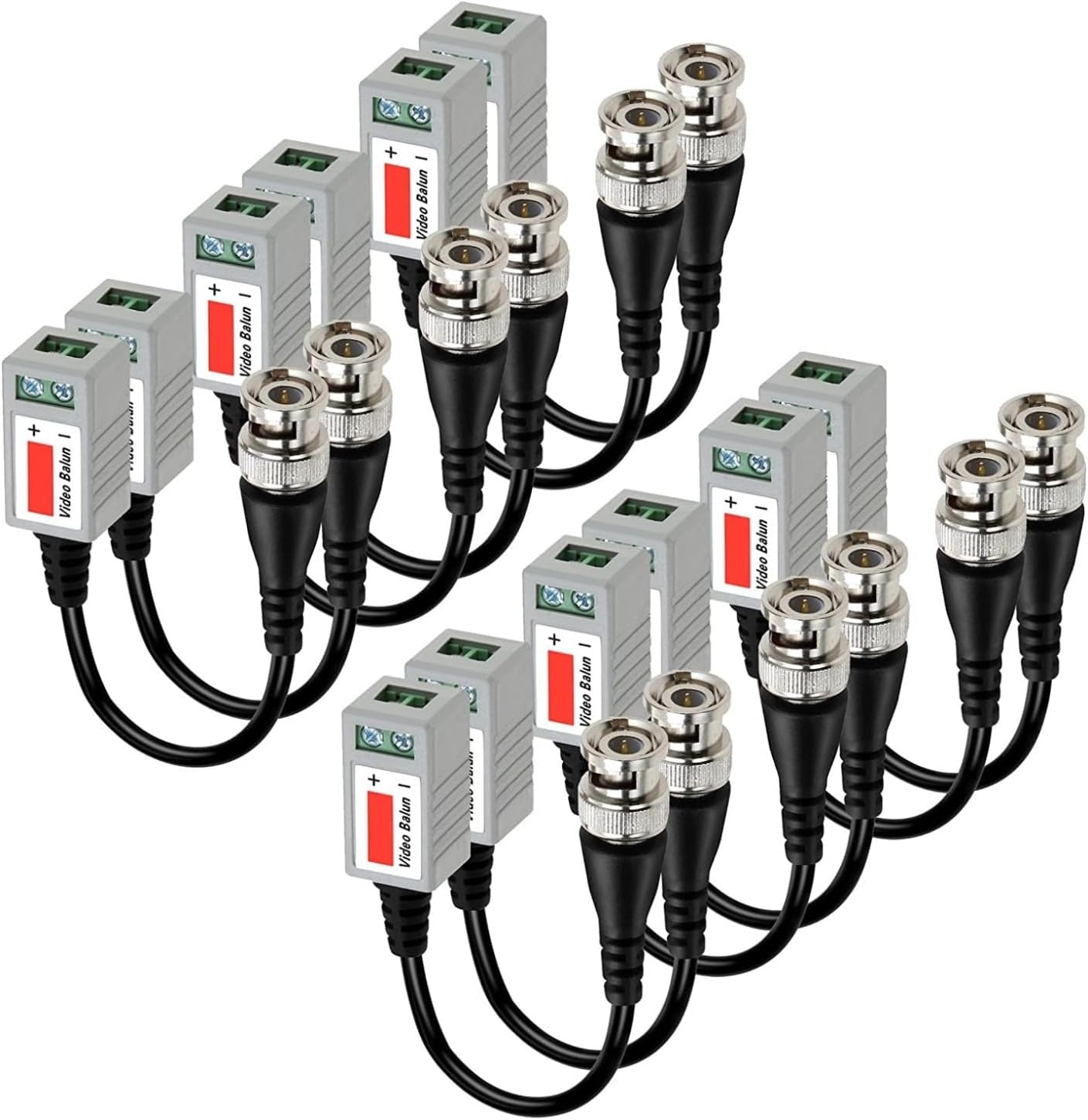 6 Pcs Video Balun AHD CVI TVI Coax to UTP Cat6 Connector HD 720P 1080P CCTV BNC White, Black (Pack of 6)