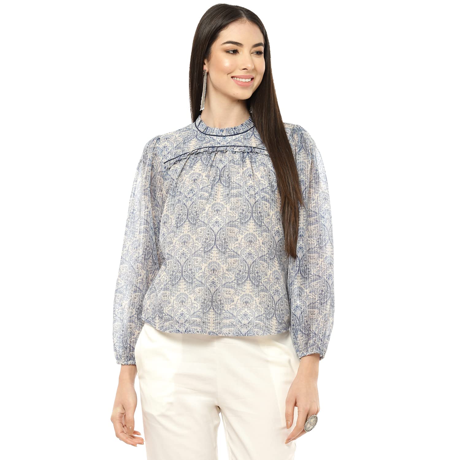 rangriti Blue Art Silk Short Top for Women-picture-9