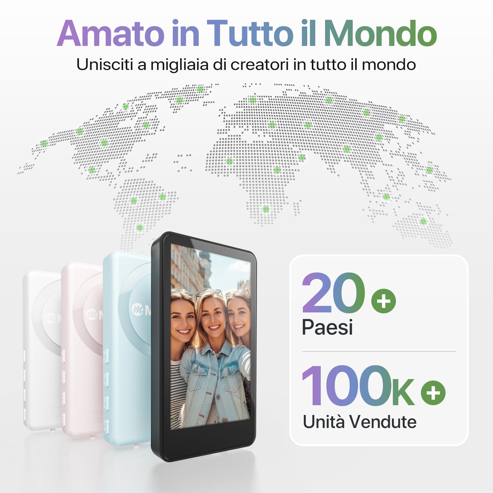 Moman Selfie Monitor Schermo 4K/1080p per Serie iPhone 17 e Android, Monitor Magnetico Wireless 50m Fotocamera Posteriore per Selfie Vlog TikTok Live Streaming - Nero