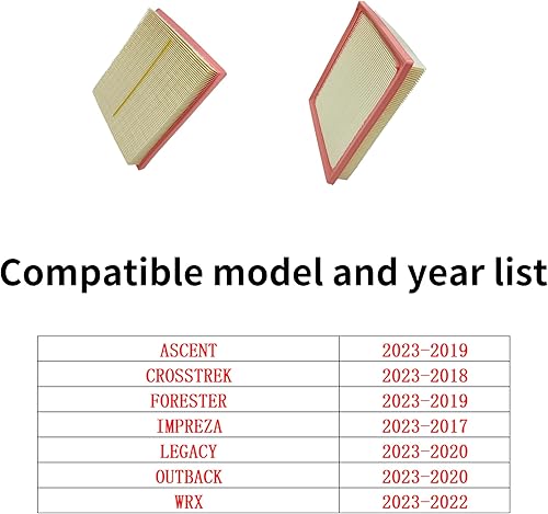 Miniatura 2 de Filtro de aire de motor JTEAF12295 para ASCENT (2023-2019), CROSSTREK (2023-2018), FORESTER (2023-2019), IMPREZA (2023-2017), LEGACY (2023-2020),