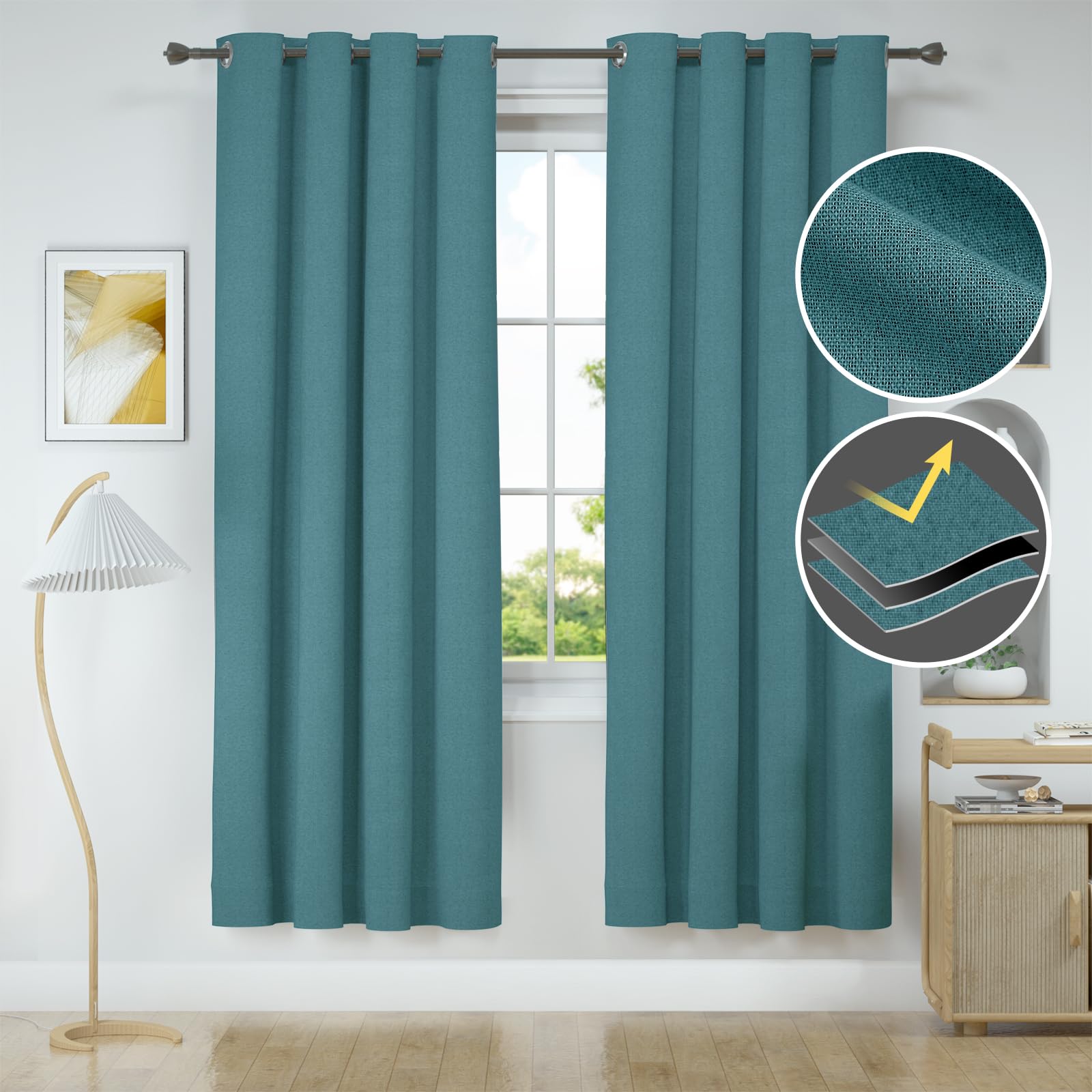Ystyle Curtains Set of 2, 100% Blackout Curtains, 55 x 102 Inch, Thermal Curtain Against Cold and Heat, Linen Look - Image 2