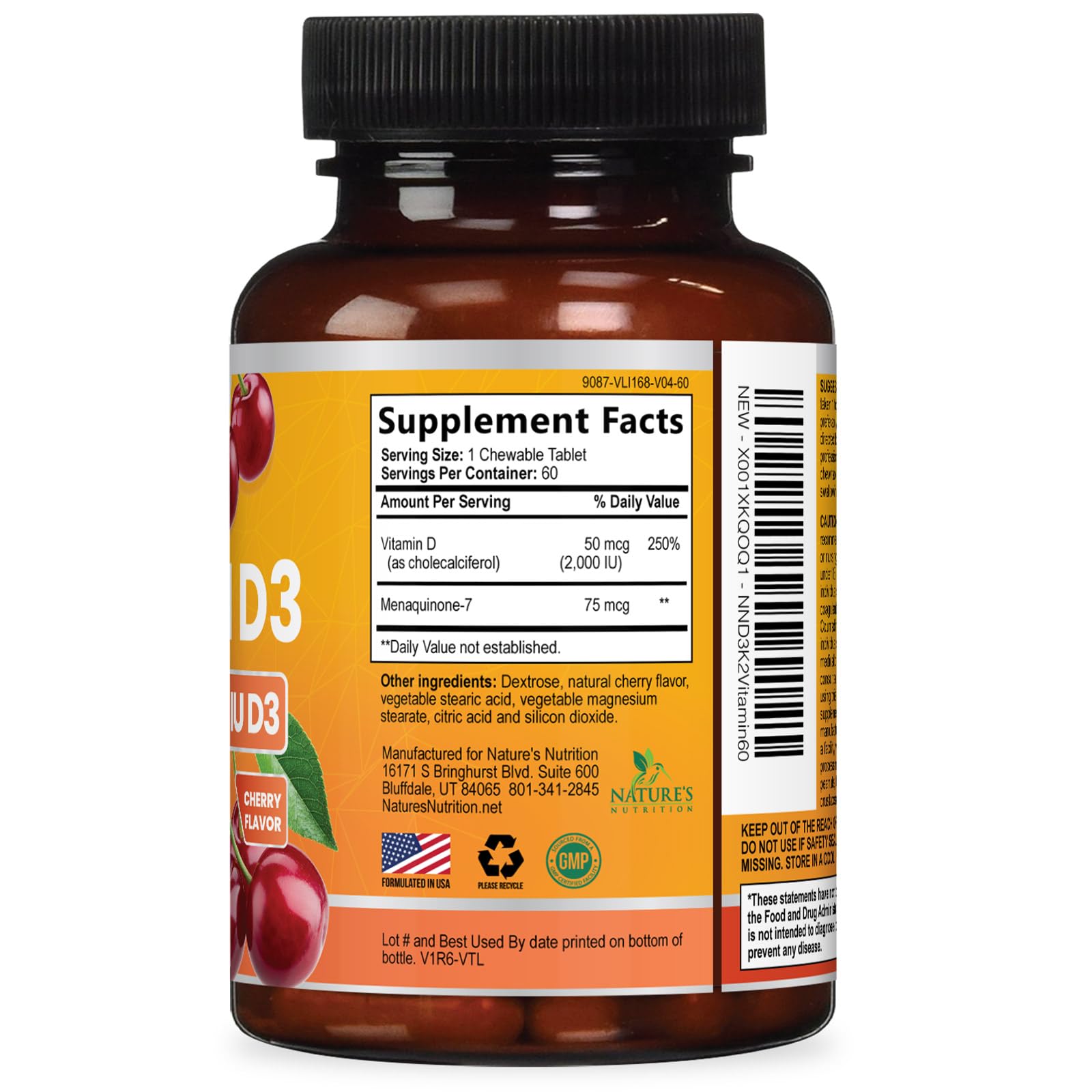 Vitamin D3 K2 Supplement 2000 IU D3 - Extra Strength MK-7 K with Vitamin D3 - For Immune Support, Heart, Teeth & Bone Health - Easy to Swallow, Max Absorption D3K2 Chewable, Berry Flavor - 60 Tablets — Amazon image 9