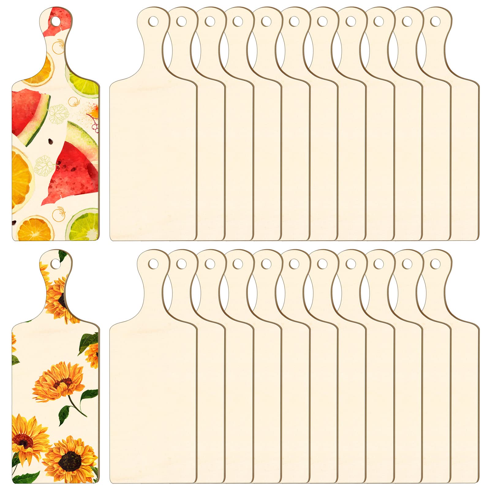 Yinkin 12 Pieces Mini Wood Cutting Board with Handle Wooden Chopping block Paddle Unfinished Mini Cheese Small Serving board Cooking Butcher Block for Crafts Vegetable Kitchen Decor(Small)