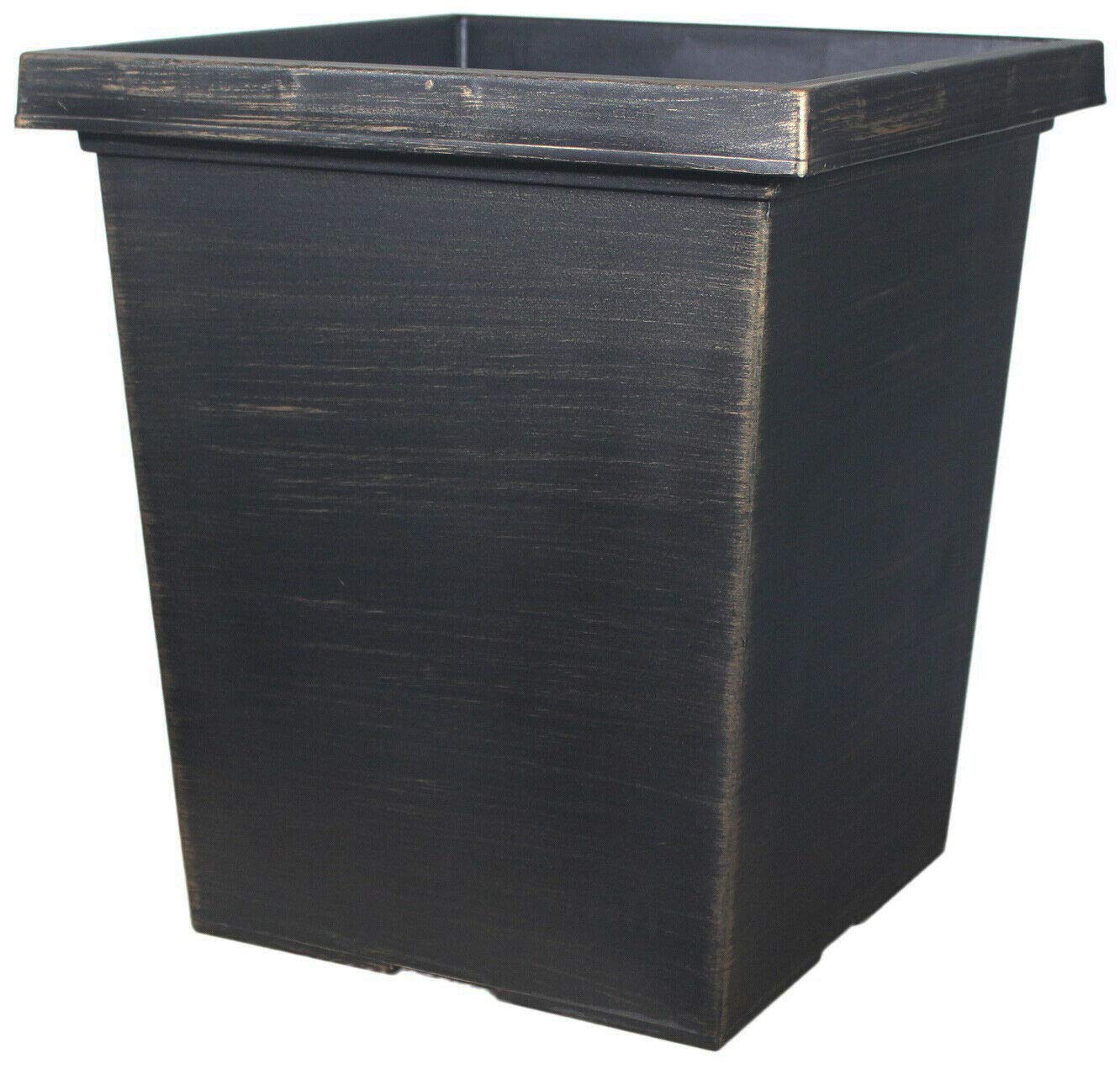 Muddy Hands 43 Litre Black Bronze Large Plant Pot Outdoor Garden Flower Tree Tall Square Plastic Planter