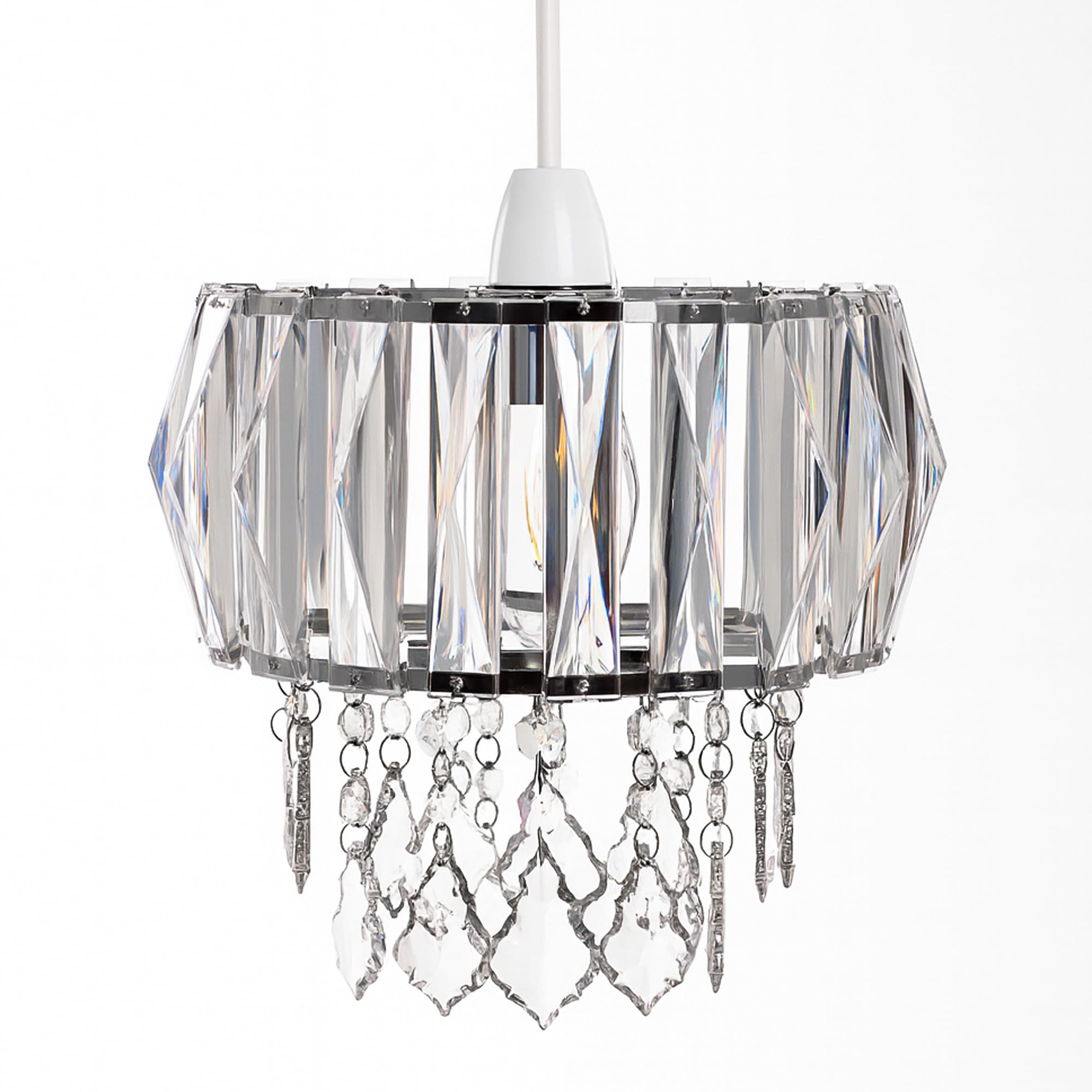 Chandelier Ceiling Drum shape Light Shade with Clear Prism Droplets Acrylic