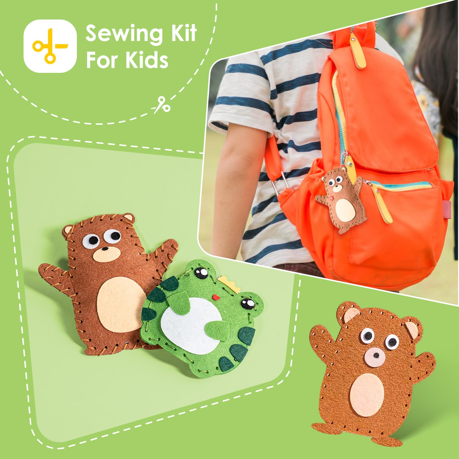 LTMMC First Sewing Kit for Kids, 6pcs Cute Animal Felt Sewing Kit, Childrens Sewing Kits for Beginners, DIY Sewing Craft Kits for Kids — view 5