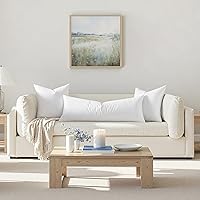 Vista 3 de MIULEE Juego de 1 almohada decorativa de 14 x 36 pulgadas, almohada de tela de algodón de plumón y plumas, relleno rectangular para sofá, sala