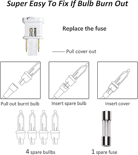 Vista 17 de TW SHINE Mini cadena de luces de Navidad, 20 pies, 100 unidades, incandescentes, mini luces de árbol de Navidad, impermeables, para exteriores, Rojo
