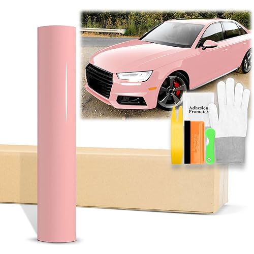 60"x180" (5FTx15FT) Rouge Pink High Gloss Glossy Vinyl Wrap Auto Car Sticker Decal Film Sheet Bubble Free Air Release Technology with Tool Kit