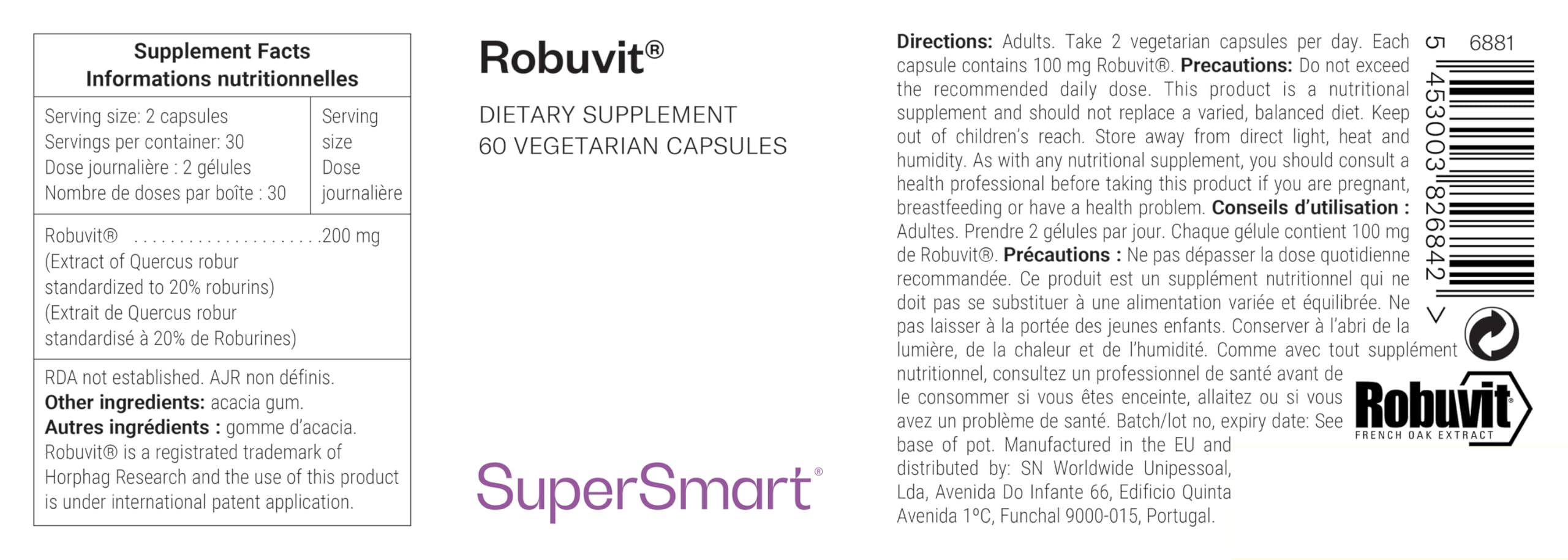 Robuvit ® - Extrait de Quercus Robur Standardisé à 20% - SuperSmart