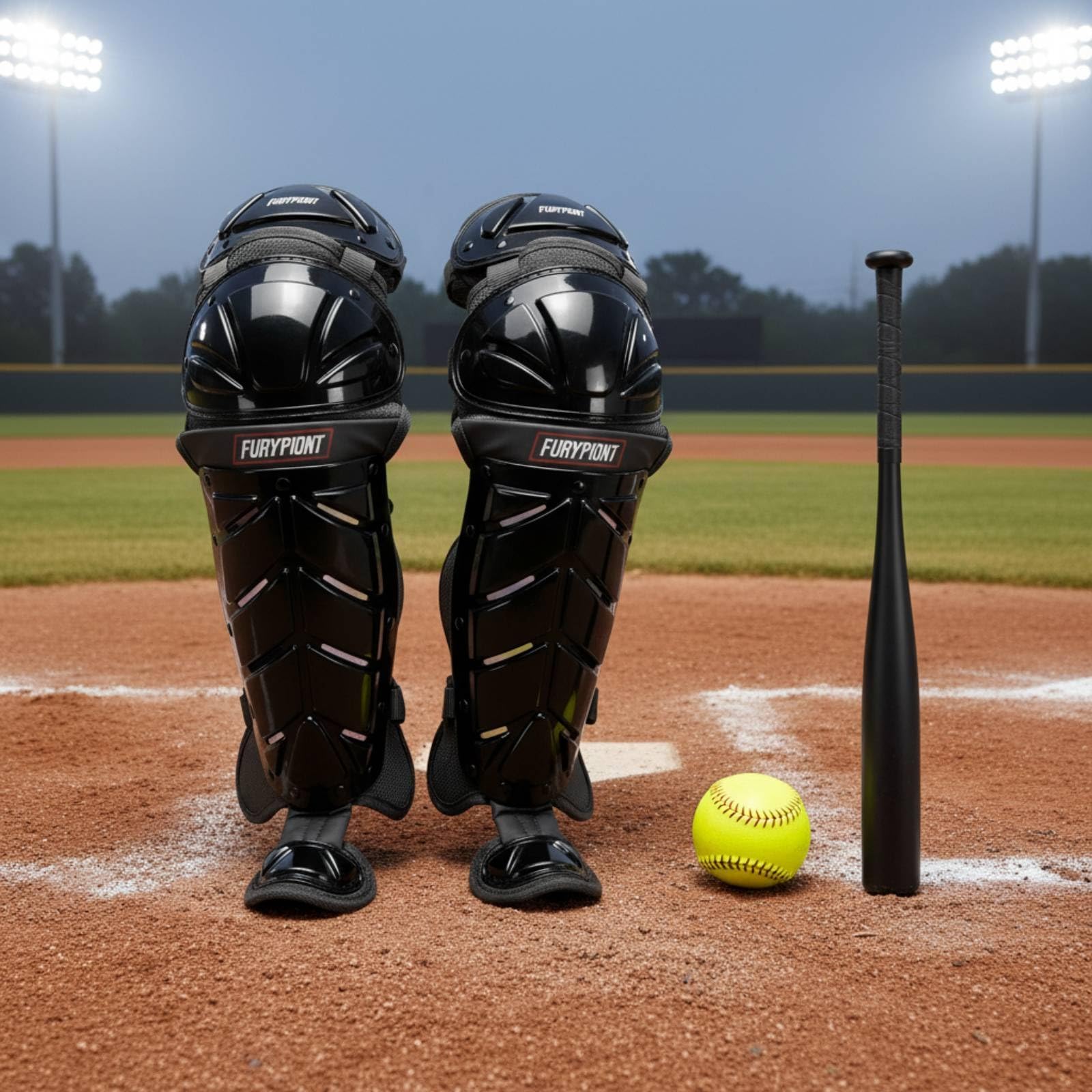 Protezione Gamba Catcher Precurvato Parastinchi da Catcher Regolabile Paraginocchia Baseball per Adulti