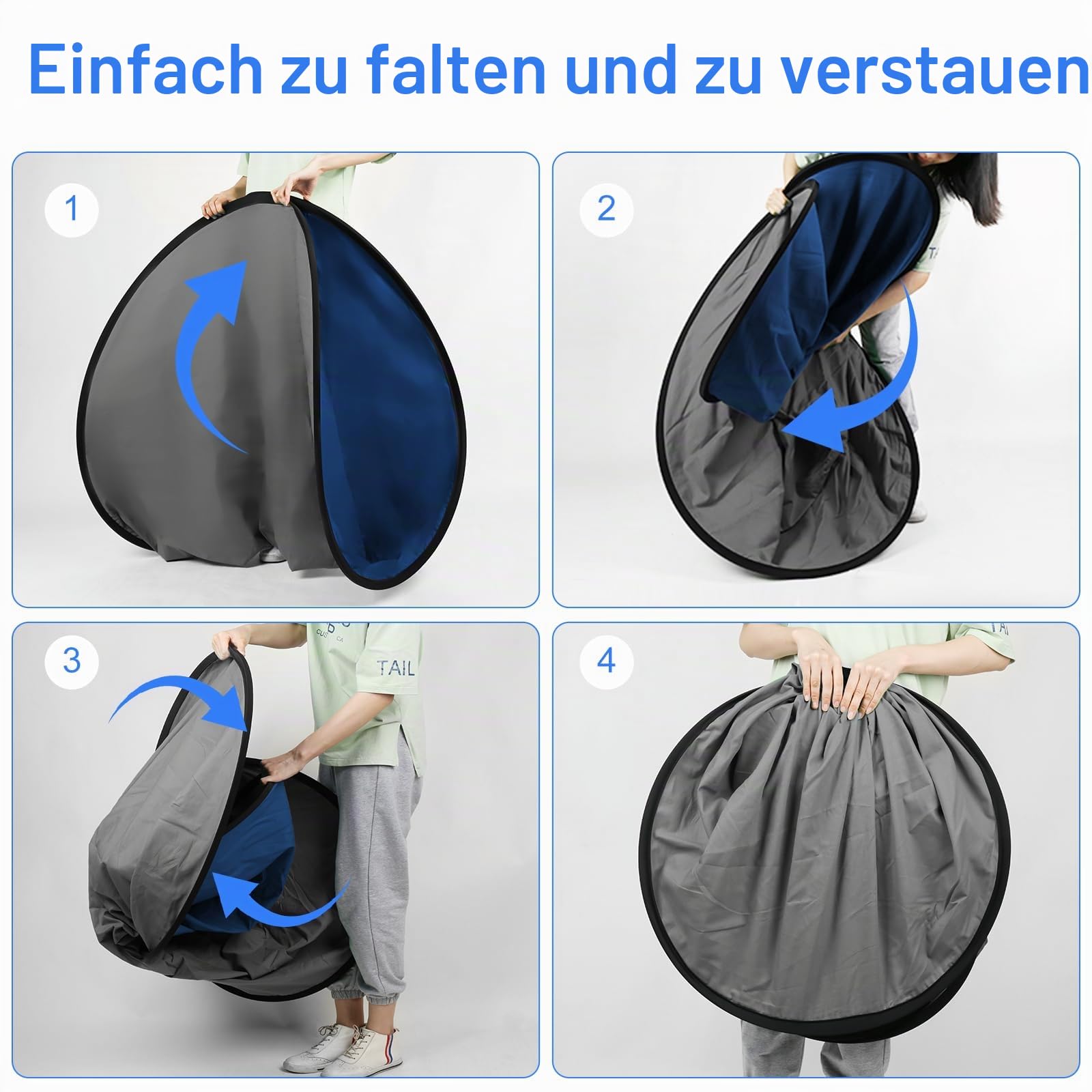 2 in 1 Blau Grau Fotohintergrund 1x1,5M, SEDGEWIN Doppelseitiger Chromakey Fotografie Screen Pop Up Hintergrund Faltbarer Self Tape Backdrop mit Tragetasche für YouTube Video Fotostudio Live Streaming