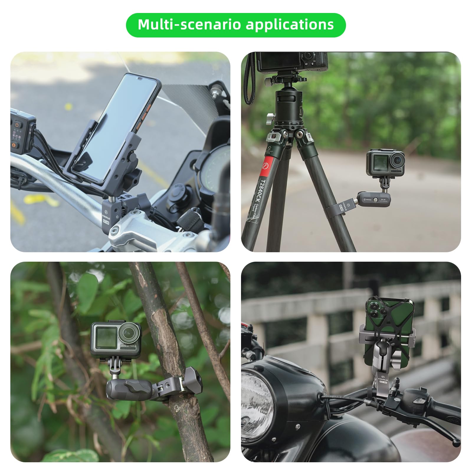 FANAUE Porta Cellulare per Moto con Attacco a Sfera da 1 Pollice Gamma di Serraggio 13-52mm Adatto per Manubrio di Moto e Bicicletta