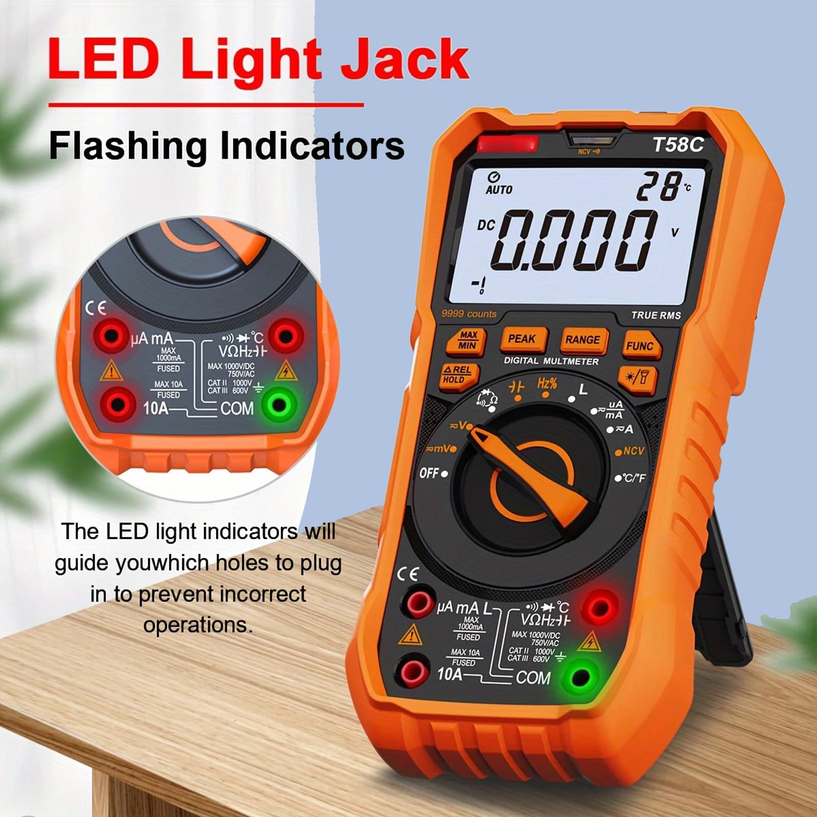 Cyfrowe Multimetr TRM 9999 COUNTS, T58C SMART DC AC Voltmeter Electrical Tester Podświetlenie LED LED LED