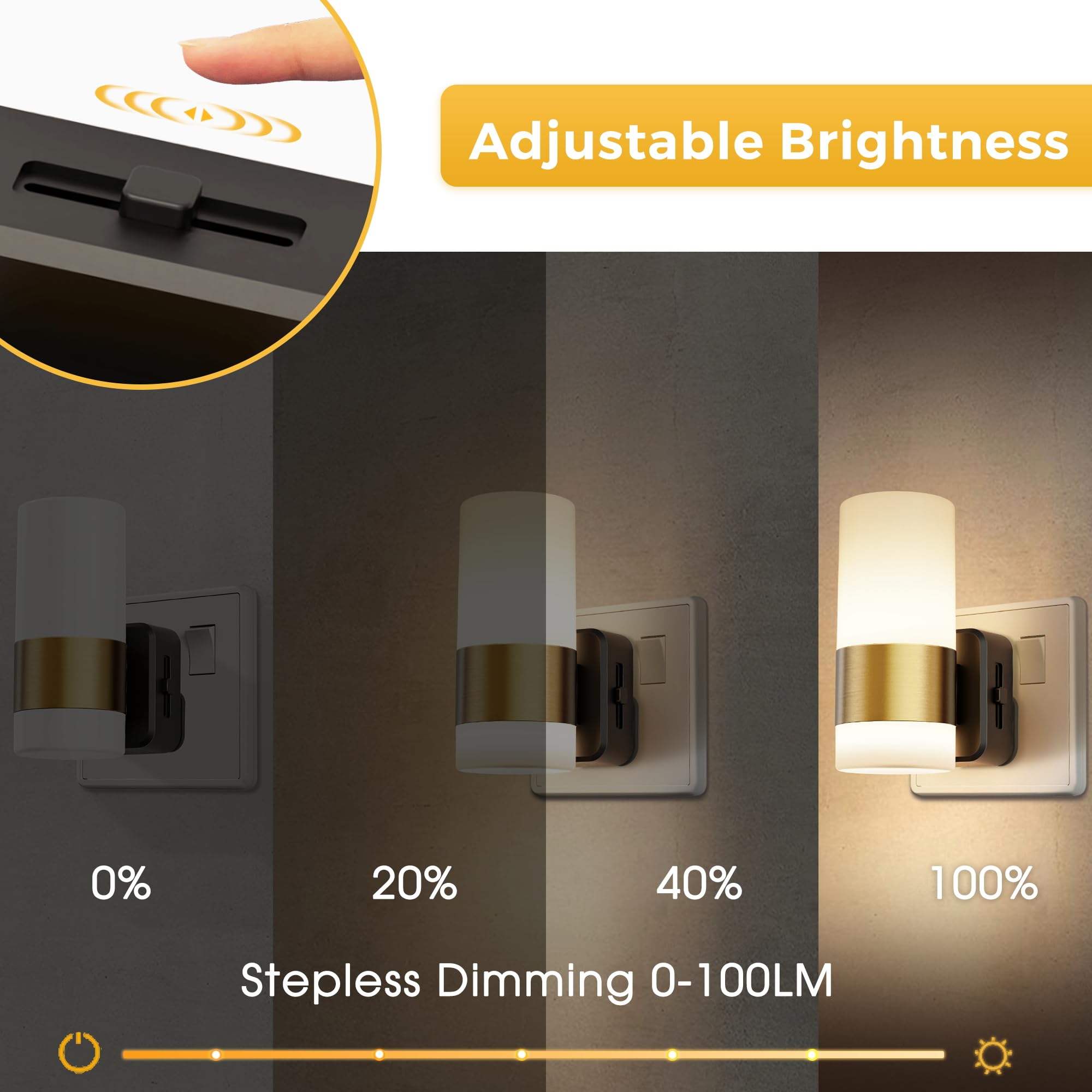LOHAS-LED Night Light, Night Light Plug in Wall, Dusk to Dawn Sensor, 0-100LM Dimmable, Warm White 3000K - Image 3