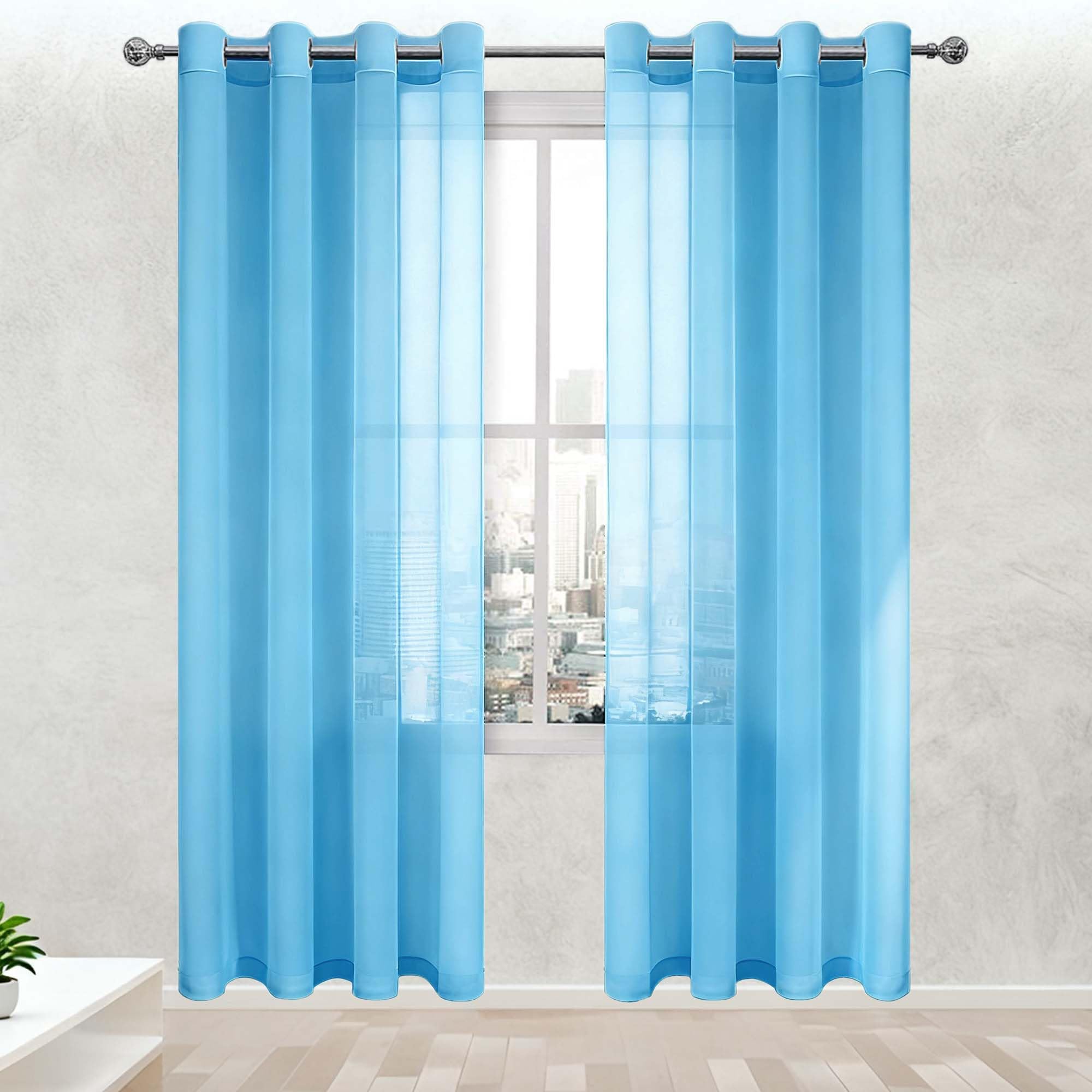 Voile Vorhang 210 x 240 cm Ösenvorhang Transparent Vorhänge Modern für Jedes Fenster, Gardinen Und Vorhangsysteme, Himmelblau