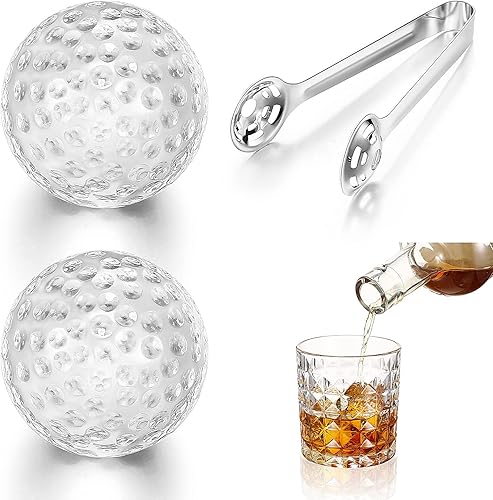 Miniatura 1 de Yinkin Juego de 2 enfriadores de whisky y bolsa de regalo, gran cubo de hielo de vidrio reutilizable y pinza de acero inoxidable, regalo de whisky