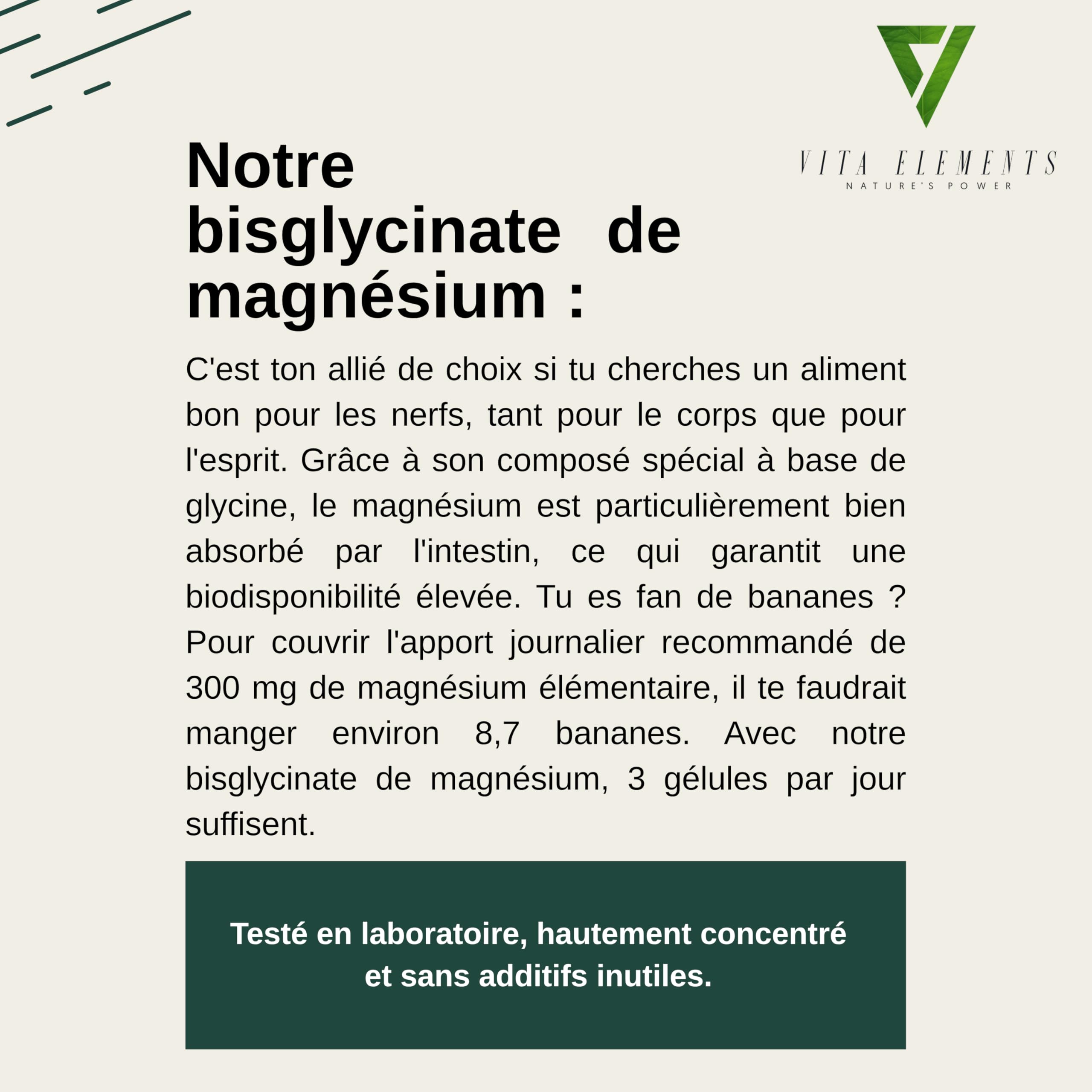 Vita Elements Bisglycinate de Magnésium - Magnésium Chélaté - 180 Gélules - 300mg Magnésium Élémentaire - 2 Mois de Stock - Testé en Laboratoire - Vegan - Haute Concentration (3)