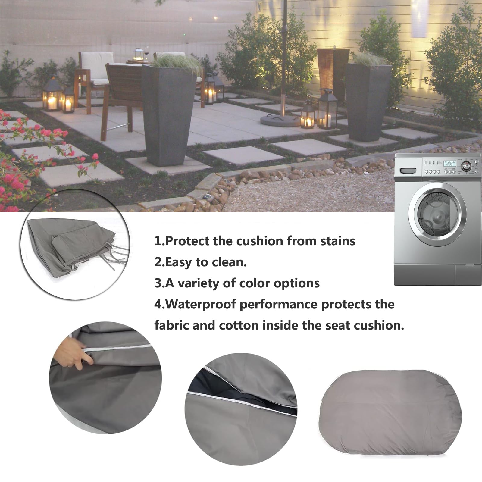 BLEMO Dubbele Papasan Stoel Kussenhoezen, Alleen Outdoor En Binnen Spatwaterdicht, Waterdichte Hoes voor Dubbele Papasan Rieten Eierstoel, Machine Wasbaar Afneembare Rits 65 x 45 inch (65 x 45 in
