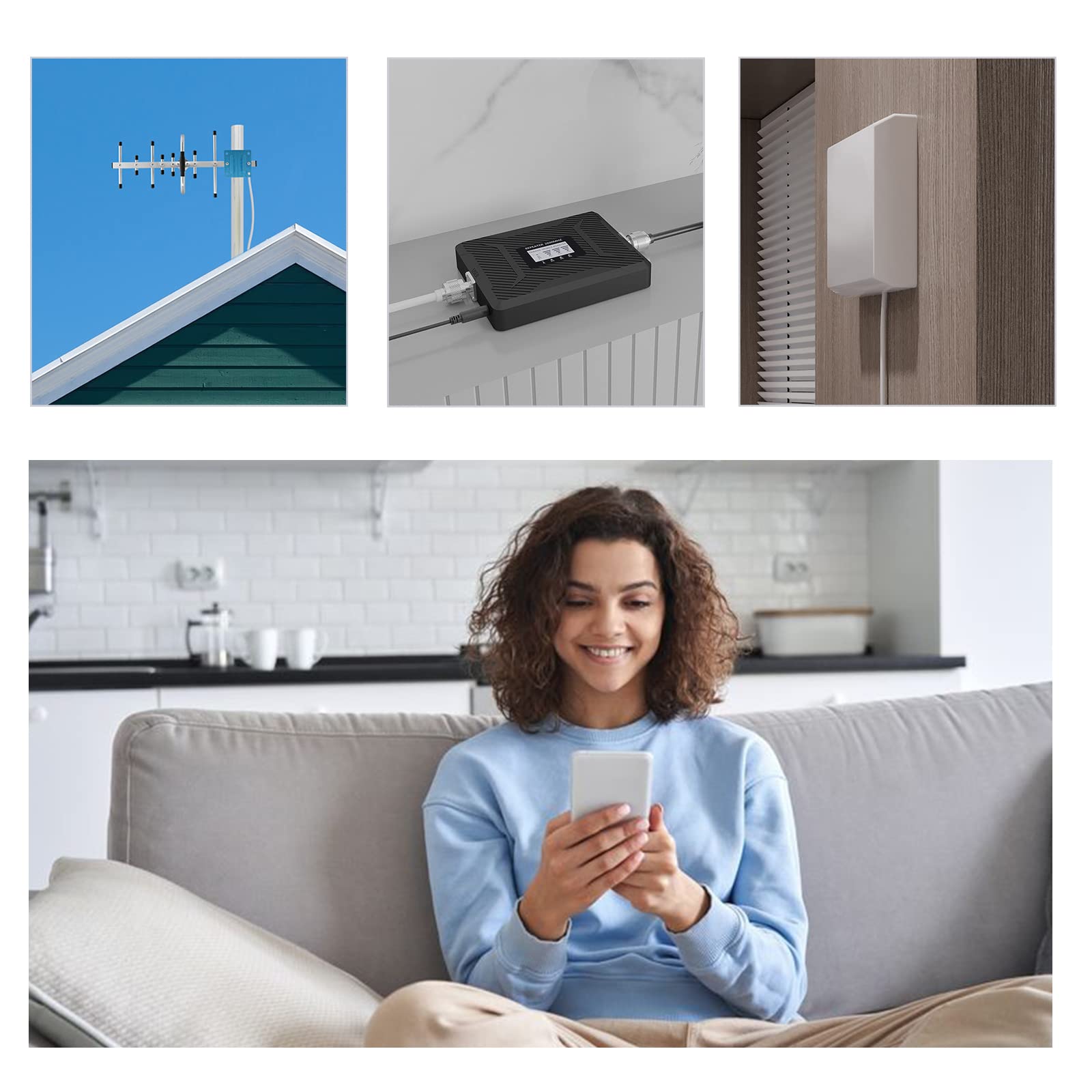 Amplificador de Señal Movil Apto para Movistar, Orange, Vodafone LTE 4G 3G GSM Banda 8 Banda 1 Banda 3 Repetidor de Cobertura móvil 900MHz 2100MHz 1800MHz