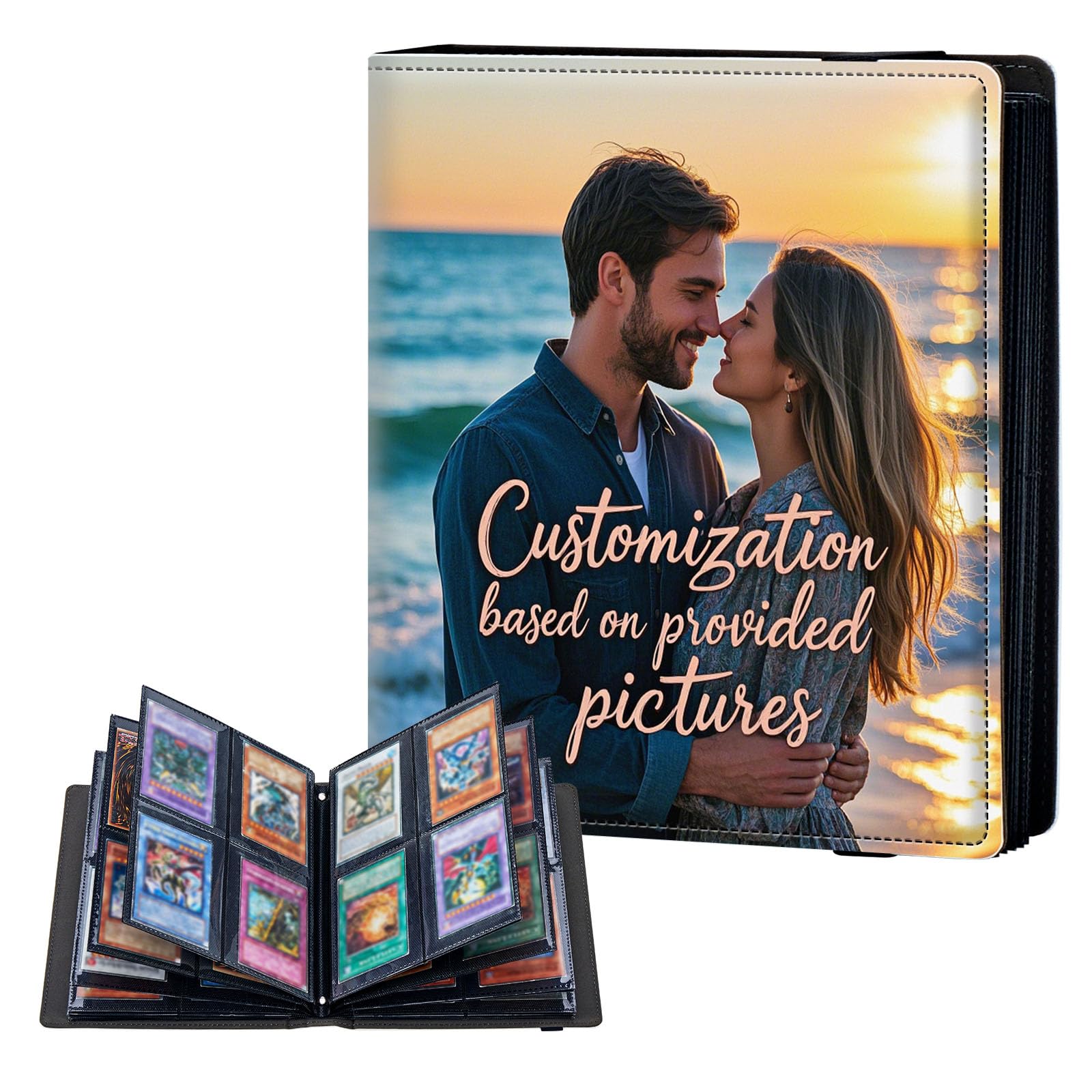 ETLKJVBL 4 Pocket Trading Card Binder, Card Collection Binder for TCG, MTG, Sports Cards, Baseball, Personalized Custom Trading Card Book Holder for Collectors, Top Loader Binder