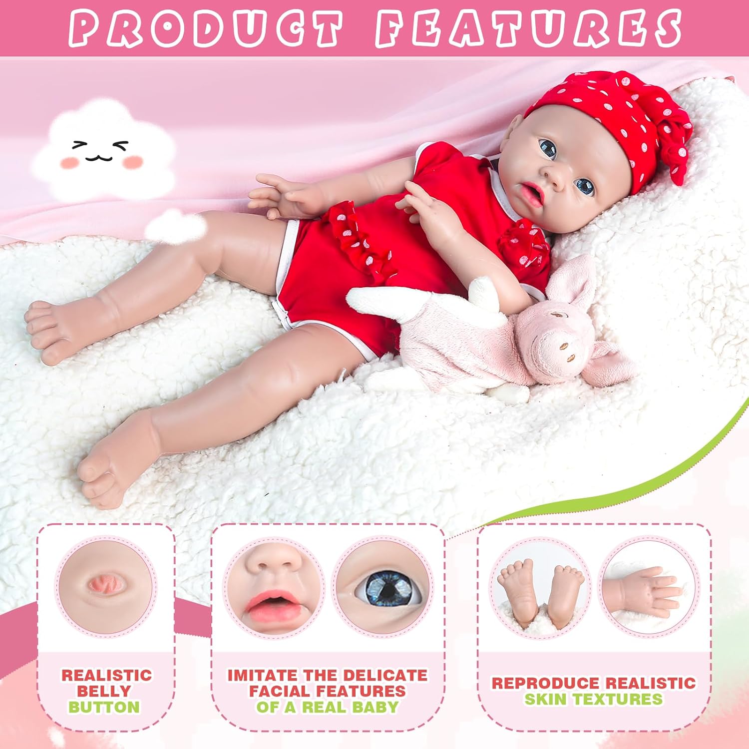 IVITA 16 inch Silicone Baby Dolls Girl Weighted 4.35 lb,[NOT Vinyl],Silicone Full Body Reborn Realistic Lifelike Real Life Newborn Soft Babies with Complete Accessories & Gift Box for Kids Age 3+