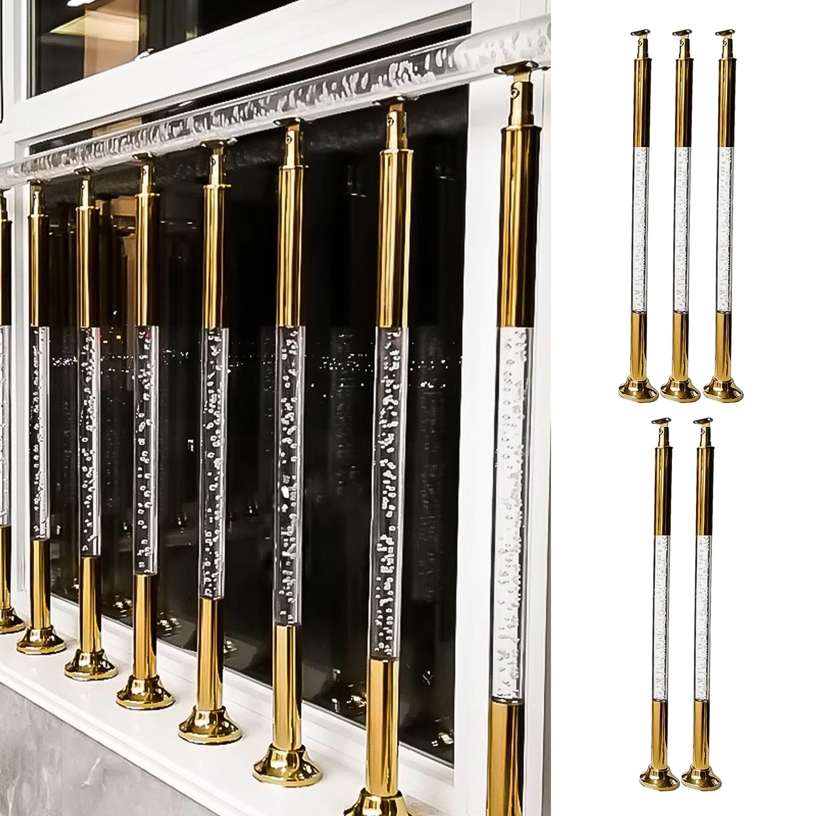 Juego de husillos de escalera de acrílico transparente, 10 piezas con tornillos de base y soportes, accesorios duraderos para decoración de escaleras, soluciones modernas para mejorar el hogar