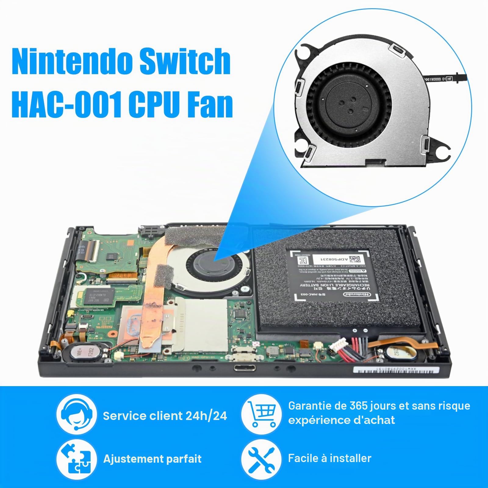 S-Union Ventilateur de Refroidissement Interne,CPU Ventilateur de Refroidissement Remplaçable avec Tournevis pour la Console Nintendo Switch NS 2017