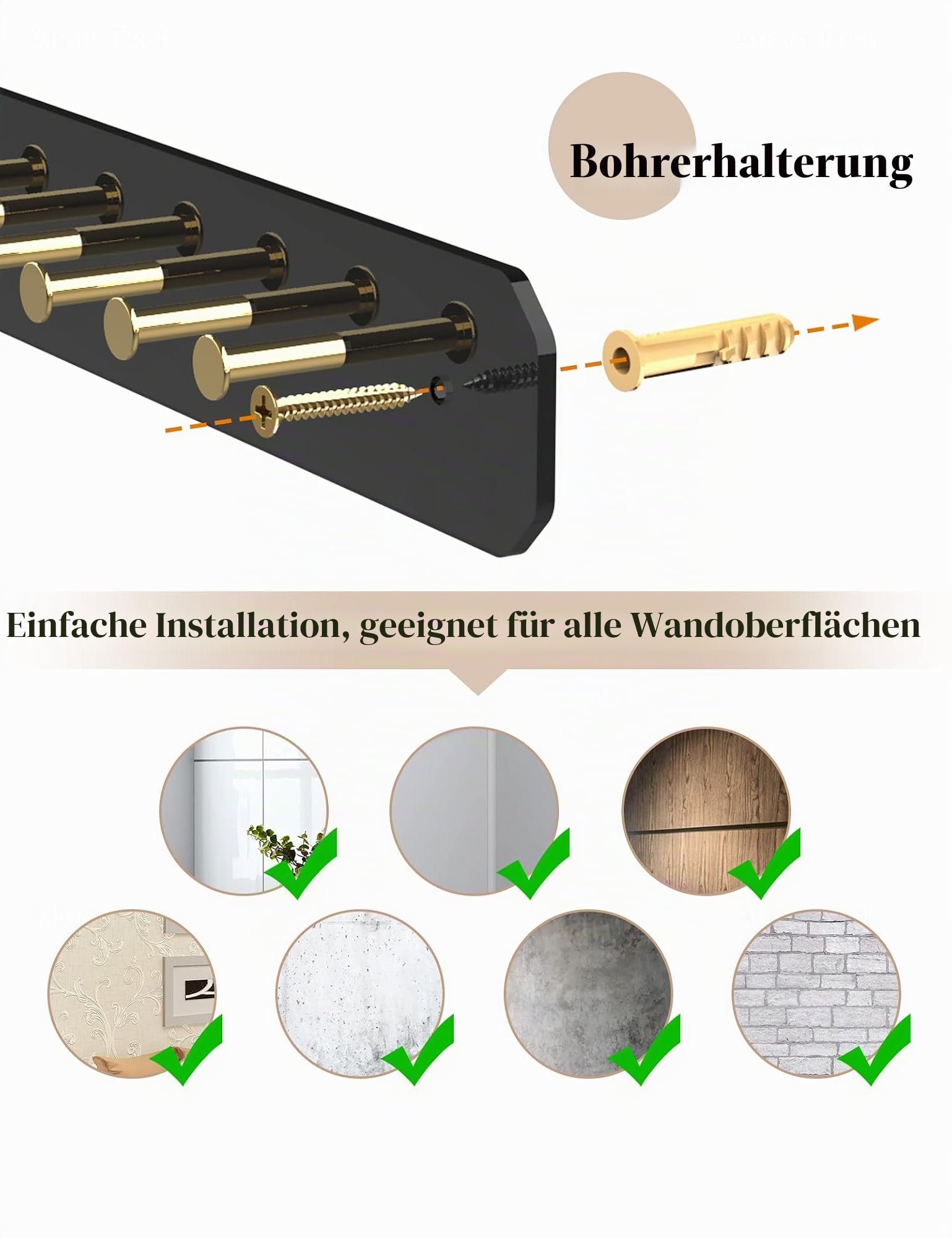 NiHome 2 Stück Wand Ketten Aufbewahrung Schmuckaufbewahrung mit Karbonstahl-Haken, Kettenhalter für Halsketten, Hängend Schmuckhalter für Schminktische, Badezimmer, Küche, Einfache Montage (Schwarz)