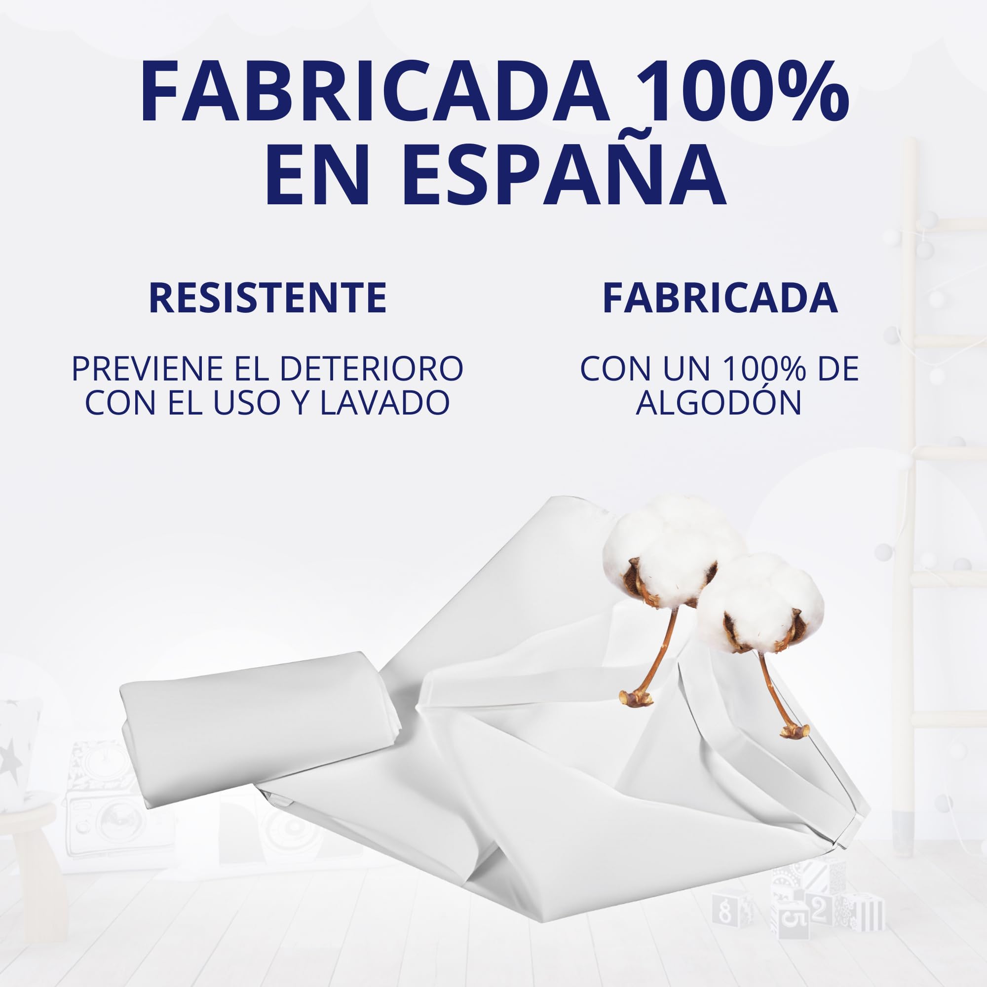 Sábana Bajera para Cuna Apilable de Guardería - Sábana 100% Algodón Blanco - 132cm x 53cm