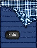 Vista 1 de AGEMORE Saco de dormir doble de franela de algodón para camping, mochilero o senderismo. Saco de dormir impermeable tamaño Queen para 2 personas