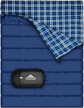 Cotton Flannel Double Sleeping Bag, 2 Person Camping Sleeping Bag