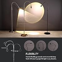 Vista 5 de O’Bright Ray – Lámpara de pie ajustable con haz LED, foco regulable y zoom, cuello de ganso flexible, lámpara de pie para lectura/manualidades, luz