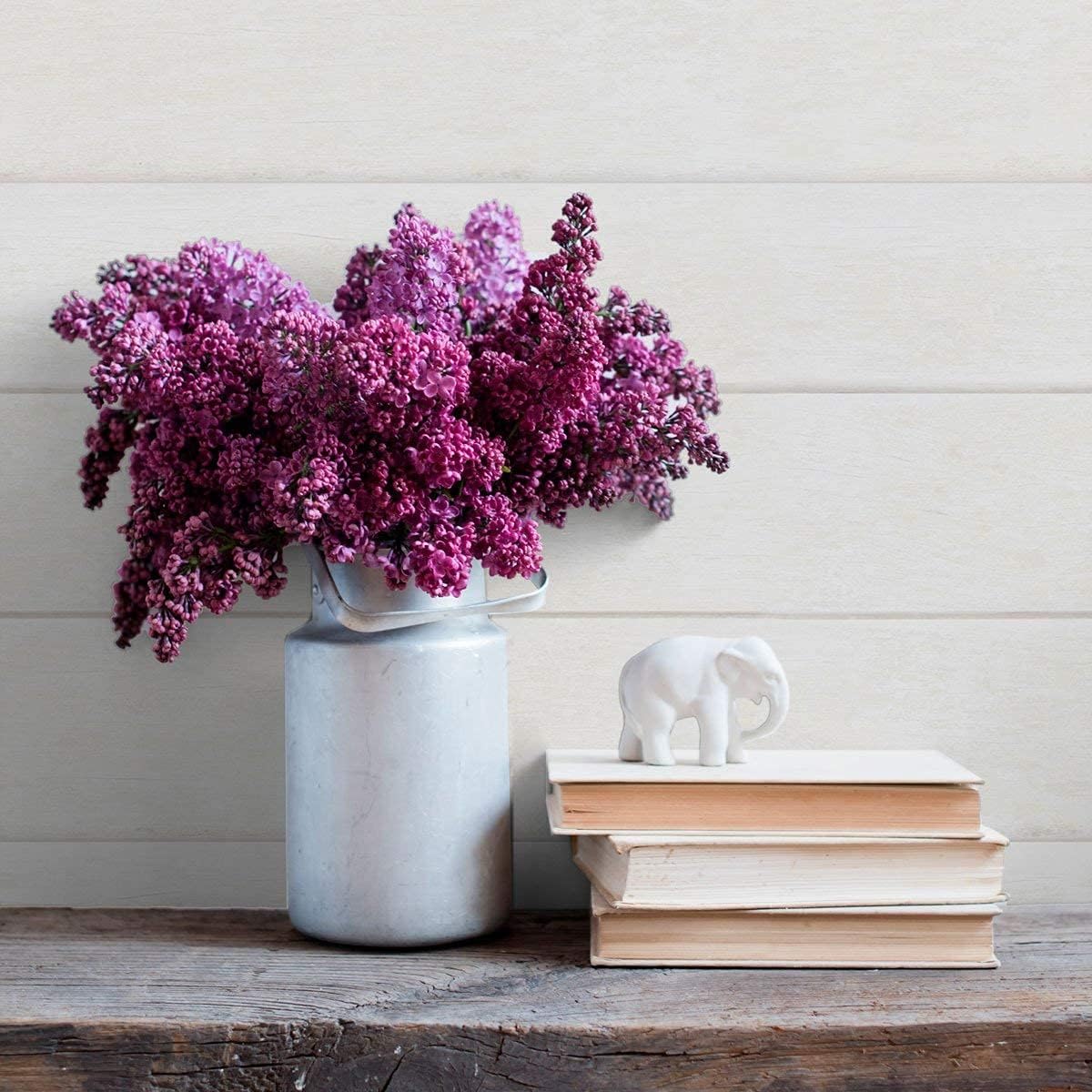 Walls By Me Peel and Stick White Ivory Faux Shiplap Texture Removable Wallpaper 7727-2ft x 10.5ft (61x320cm)