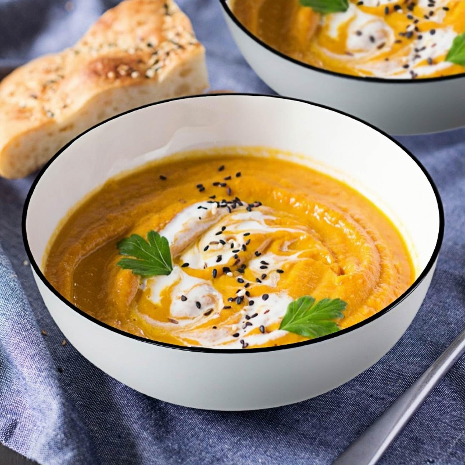 Cuenco grande de sopa de 60 onzas, cuencos de pho, cuencos de porcelana blanca con borde de 8 pulgadas, juego de 3, perfectos para comidas abundantes y servir