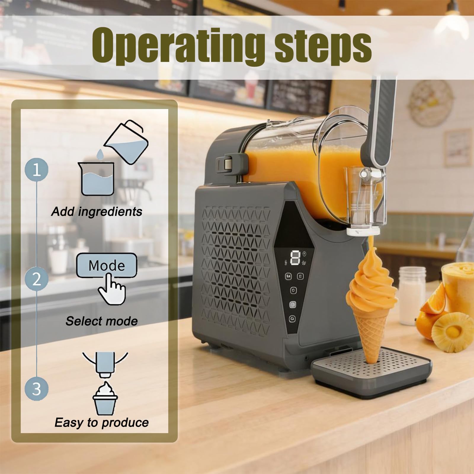Máquina de Bebidas Congeladas Profesional, Máquina de Granizado, Dispensación Rápida de Hielo, Salida Suave, Puede Hacer Smoothies, Batidos, Cócteles Congelados, Helados, Adecuada para Cocinas