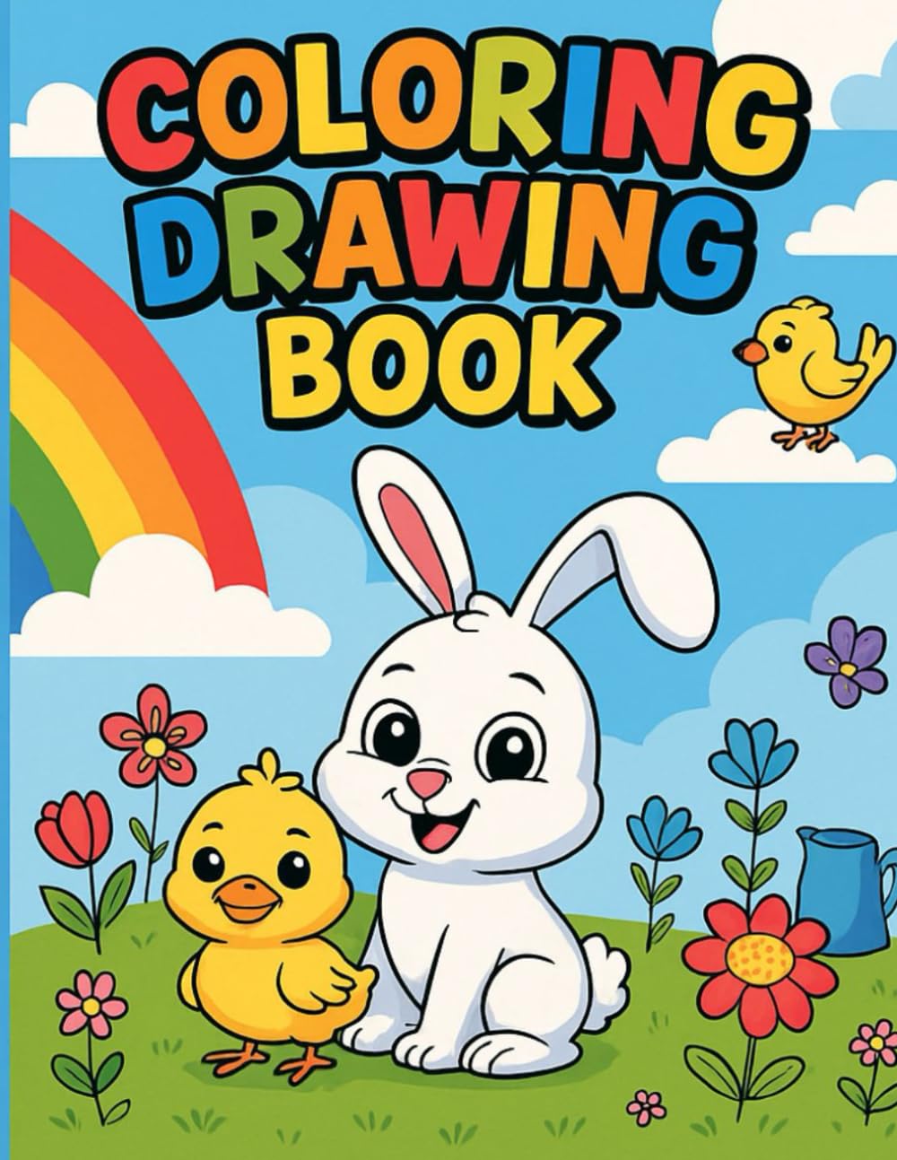 Cute Bunny & Chick Coloring and Drawing Book for Kids: Fun Easter & Spring Animals Activity Toddlers, Preschool &
