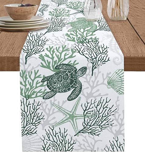 Miniatura 10 de Camino de mesa de gnomos de Acción de Gracias, calabazas azules, 48 pulgadas de largo, hojas de árbol de arce de otoño, camino de mesa auxiliar,