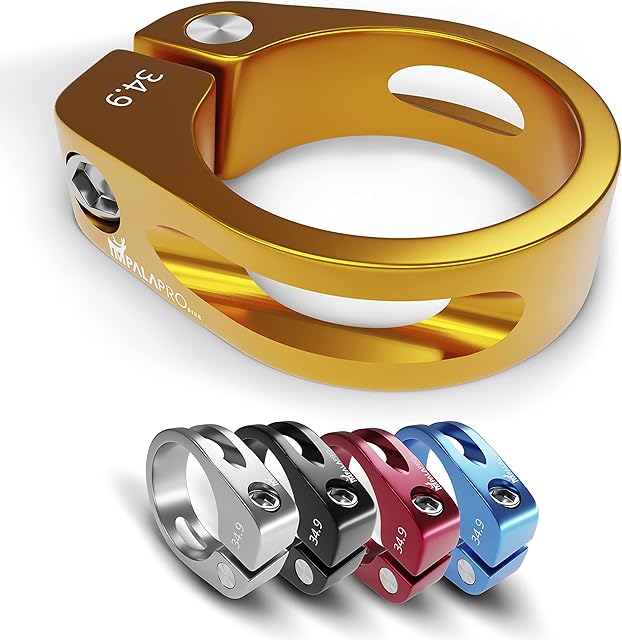 IMPALAPRO Bike Seatpost Clamp - Bike Seat Clamp - Seat Clamp Bike - Bike Seat Post Clamp- Seat Post Clamp - Bicycle Seat Clamp - Bike Seat Lock Clamp - 7075CNC (Gold, 34.9mm/1.37in)